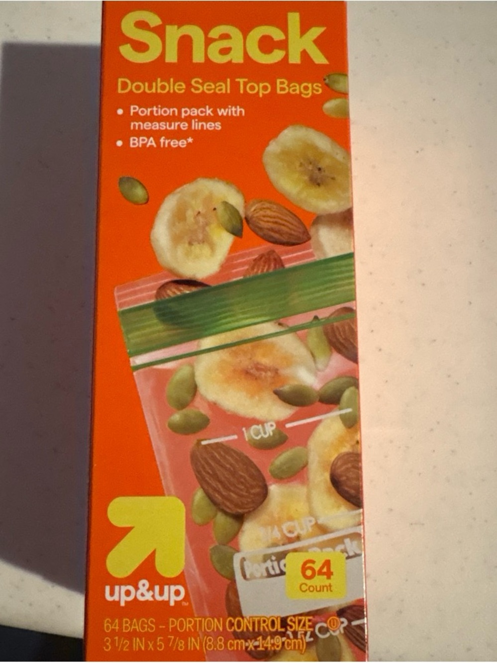 Orange Snack Double Seal Top Bags - 64 Count